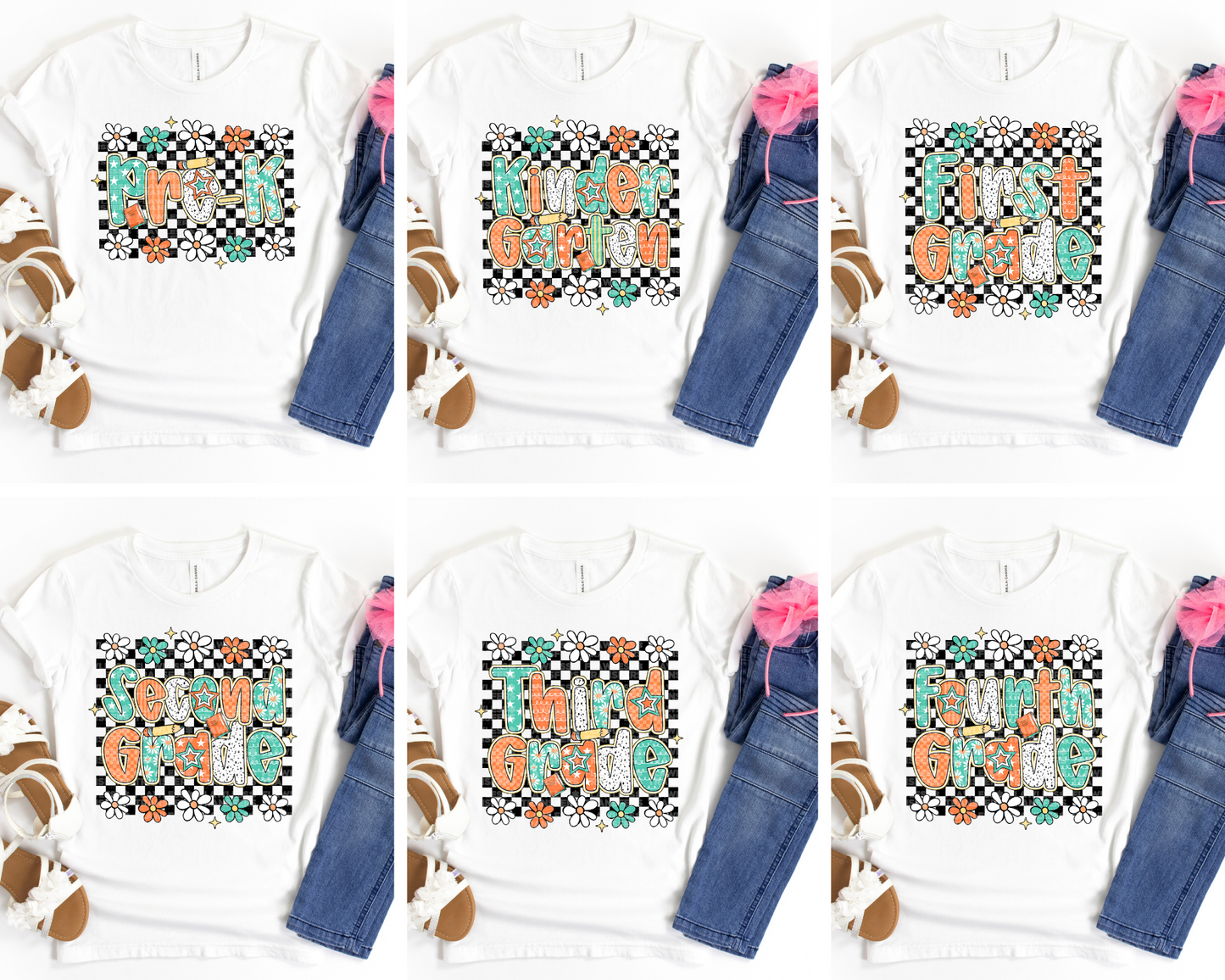 Retro Checkered Floral Back To School #2201 DTF Transfer