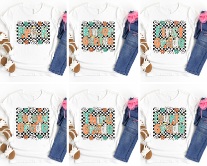 Retro Checkered Floral Back To School #2201 DTF Transfer