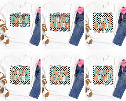 Retro Checkered Floral Back To School #2201 DTF Transfer