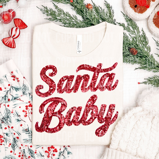 Santa Baby Faux Sequins #2602 DTF Transfer