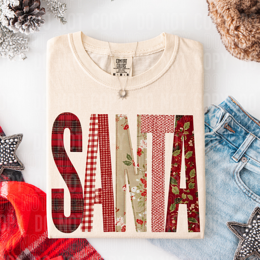 Santa Faux Patchwork #2621 DTF Transfer