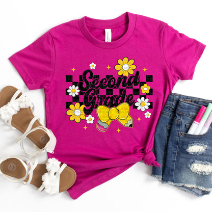 Checkered Floral Pencil Back To School #2194 DTF Transfer