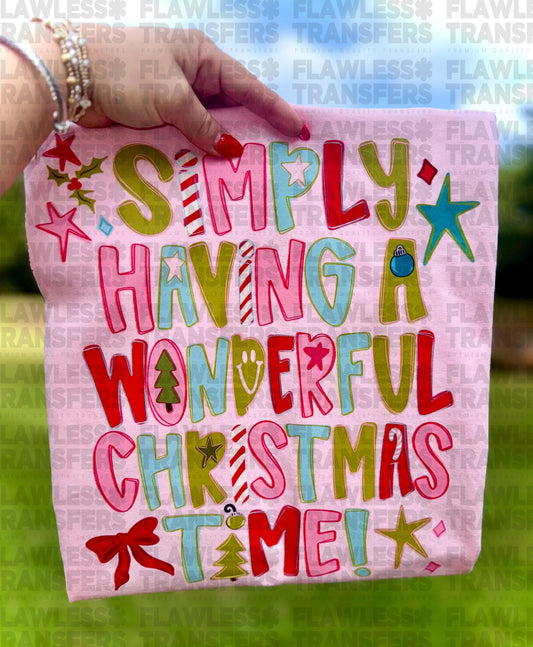 Simply Having A Wonderful Christmas Time No Glitter #2882 DTF Transfer
