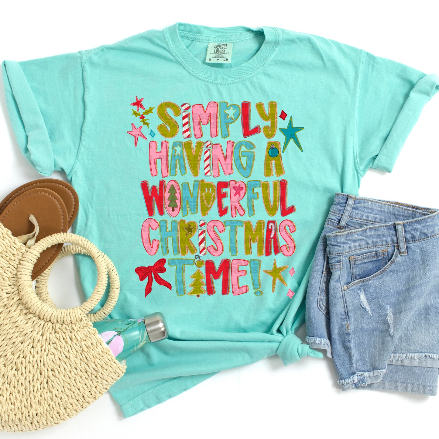 Simply Having A Wonderful Christmas Time With Glitter #2883 DTF Transfer