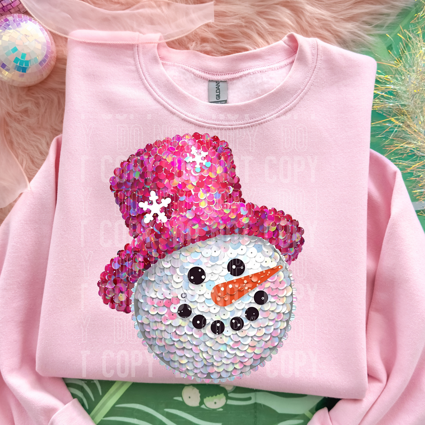 Snowman Face Faux Sequins #2726 DTF Transfer