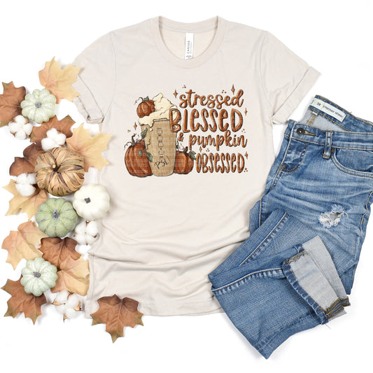 Stressed Blessed Pumpkin Obsessed #0025 DTF Transfer