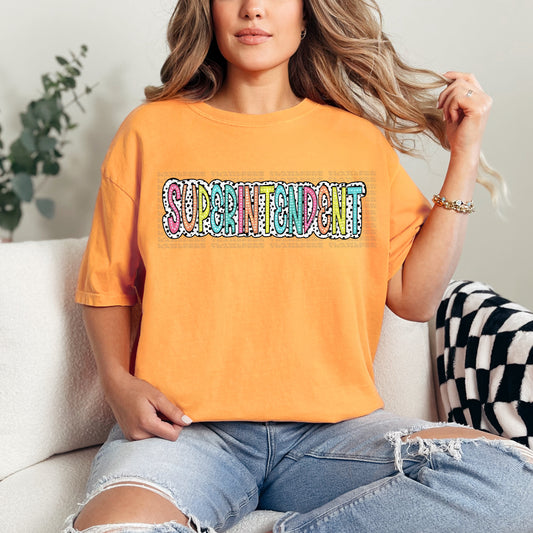 Superintendent Bright Color Doodle Dalmatian Dots DTF Transfer