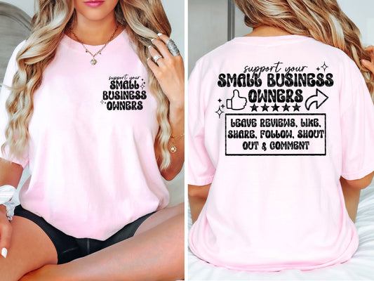 Support Your Small Business Owners DTF Transfer - Pocket and Back Print SET