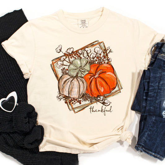 Thankful Chalk Cotton Pumpkin #0018 DTF Transfer