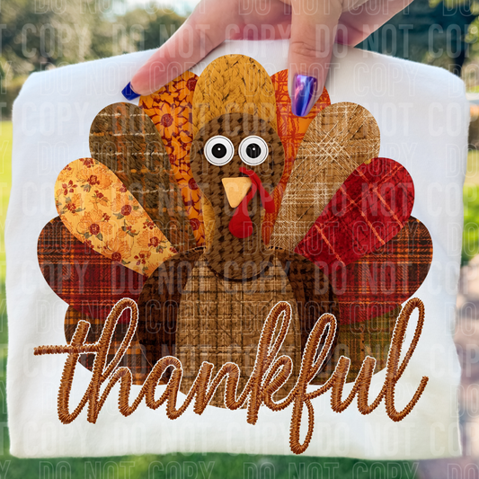 Thankful Turkey Faux Patchwork #2739 DTF Transfer