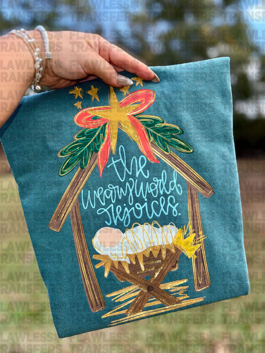 The Weary World Rejoices With Glitter #2886 DTF Transfer