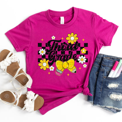 Checkered Floral Pencil Back To School #2194 DTF Transfer