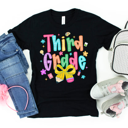 Girly Bright Colors Bow Back To School #2203 DTF Transfer