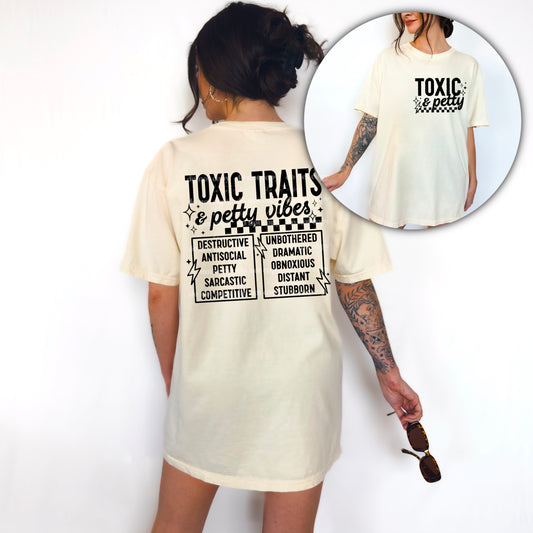 Toxic Traits And Petty Vibes DTF Transfer - Pocket and Back Print SET