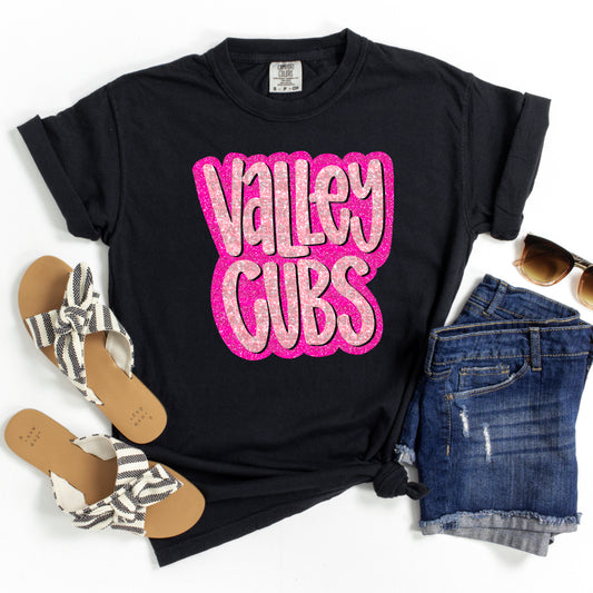 Valley Cubs Pink Glitter DTF Transfer - Reserved For Heather