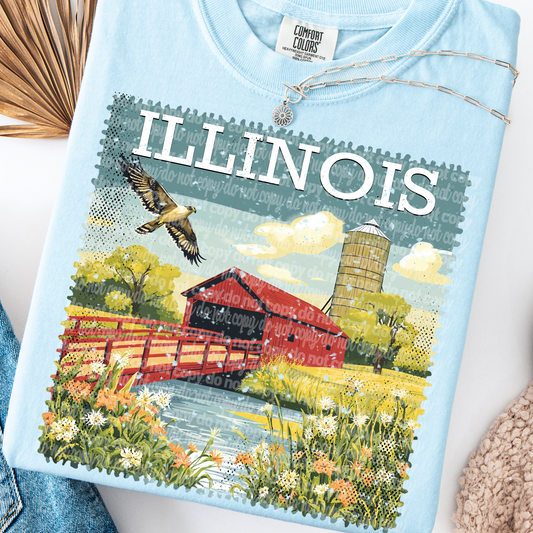 Illinois Vintage Stamp DTF Transfer