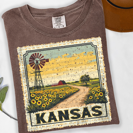 Kansas Vintage Stamp DTF Transfer
