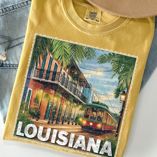 Louisiana Vintage Stamp DTF Transfer