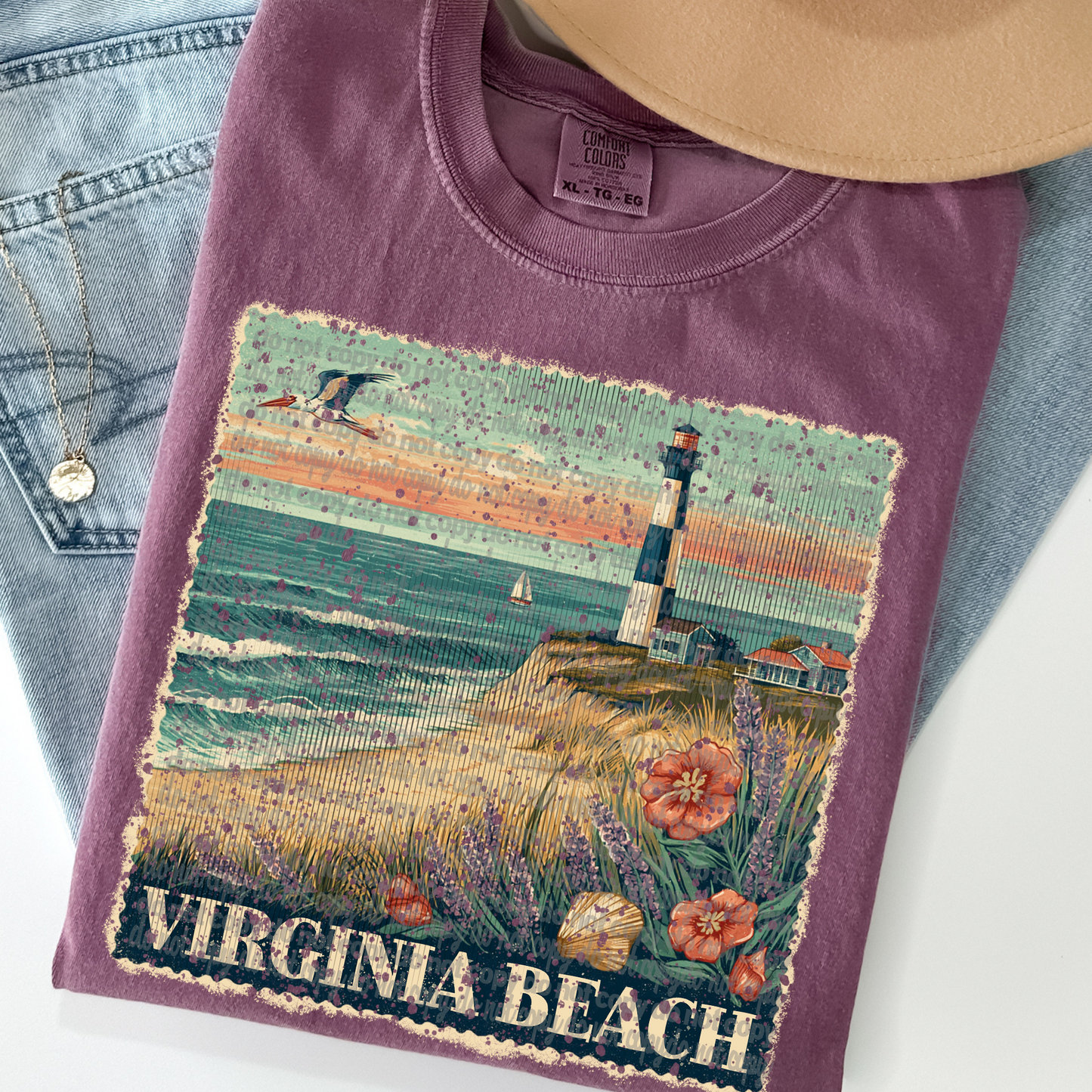 Virginia Beach Vintage Stamp DTF Transfer