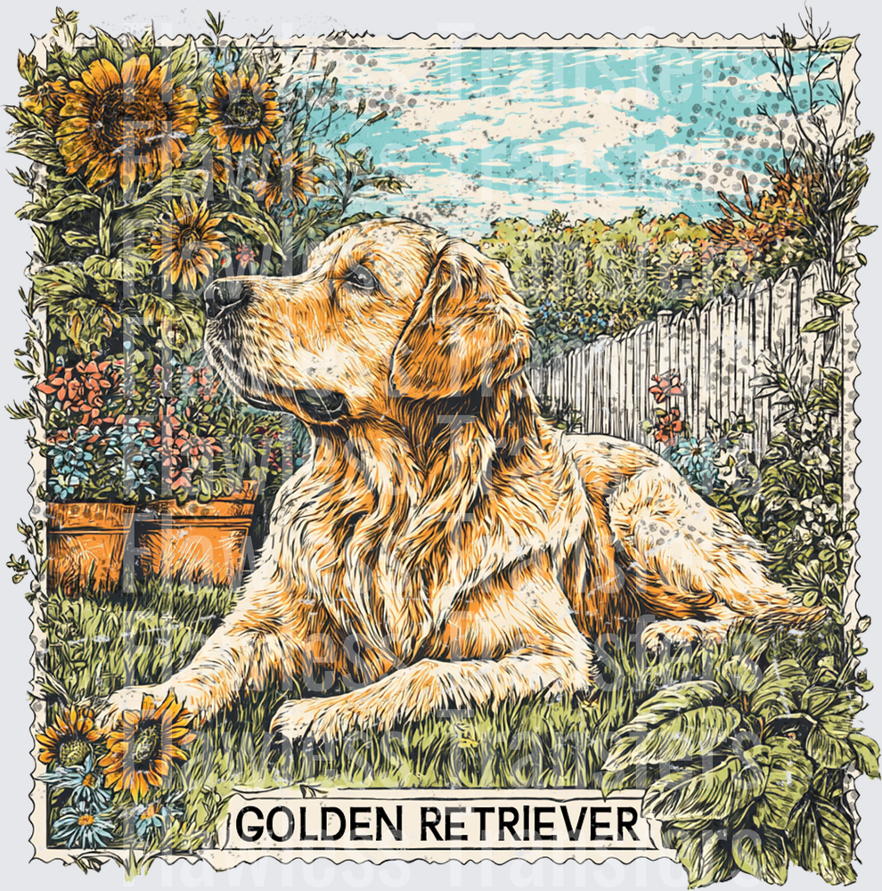 Golden Retriever Vintage Stamp #4181