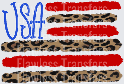 USA Cheetah Print Flag #0081 DTF Transfer - Raw Image