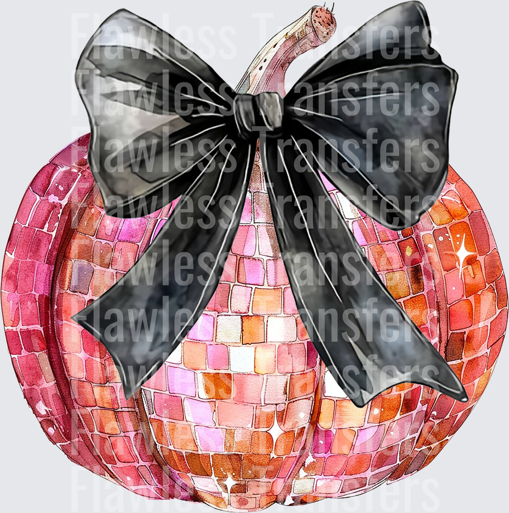 Pink Pumpkin With Black Coquette Bow #0058