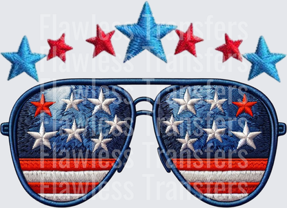Flag Sunnies Faux Embroidered #0036 DTF Transfer - Raw Image