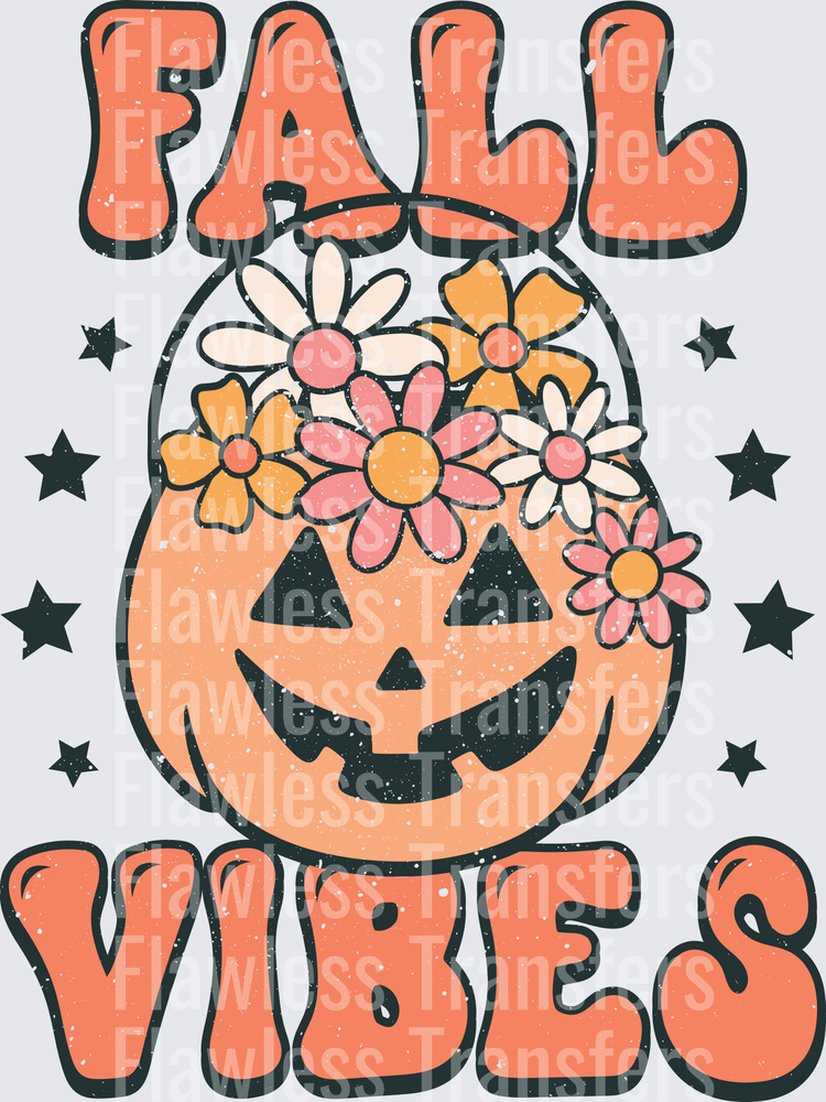 Fall Vibes Hippie Pumpkin Distressed #0473