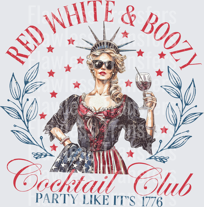 Red White And Boozy Cocktail Club #0070 DTF Transfer - Raw Image