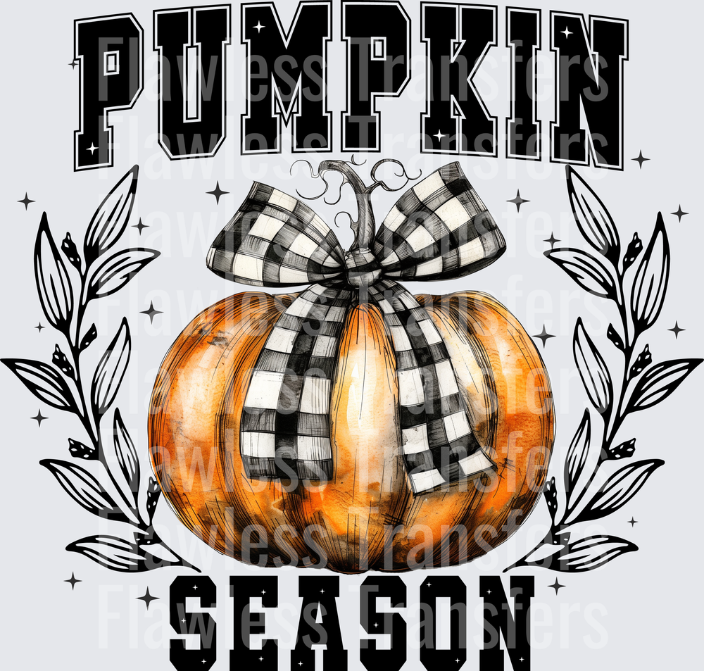 Pumpkin Season Black Plaid Bow #0048