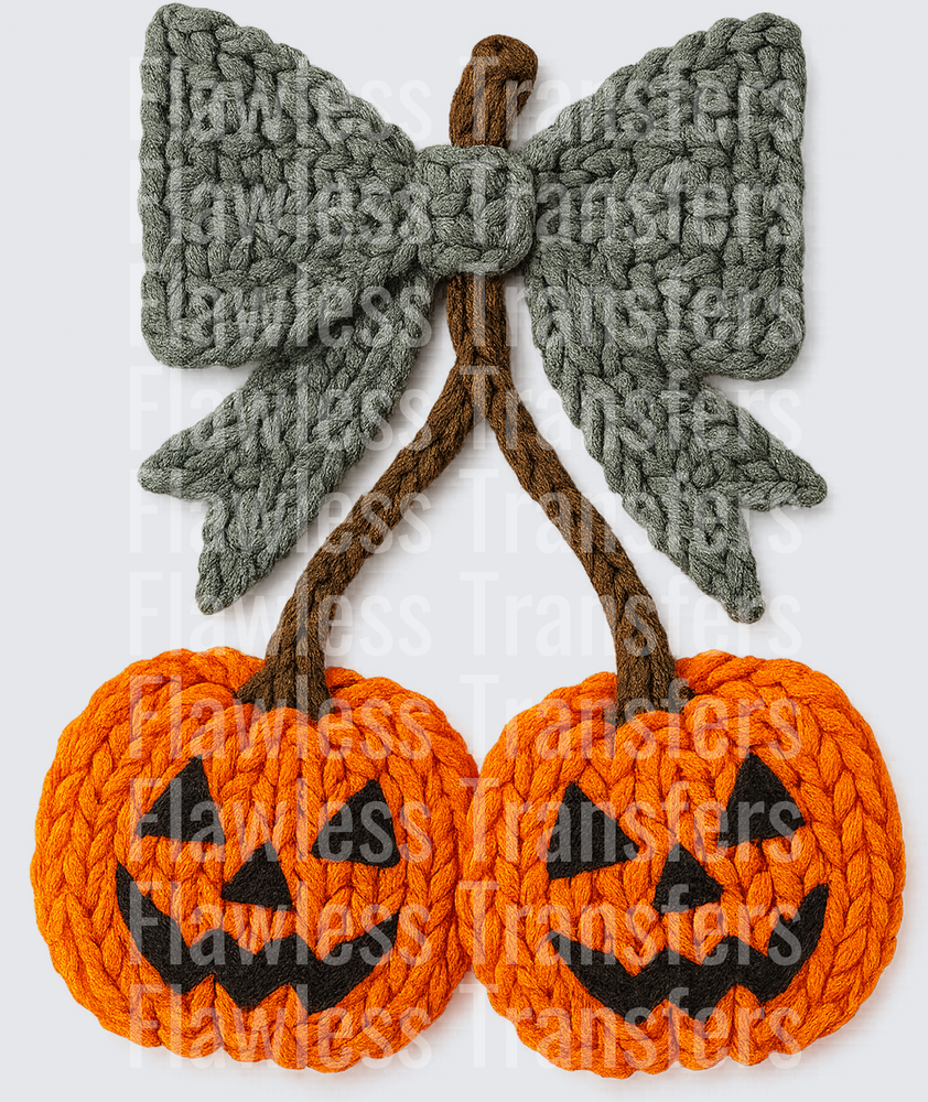 Jack O Lantern Pumpkin Cherries Faux Yarn #0806