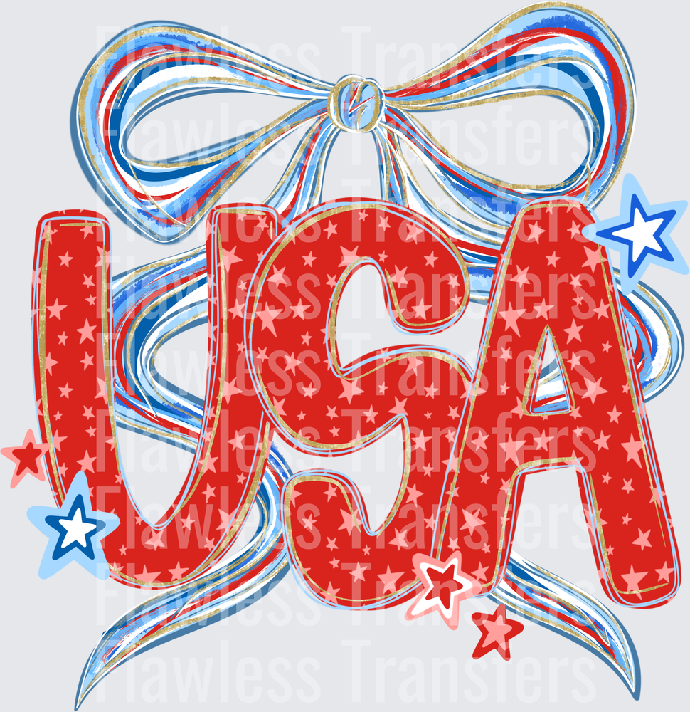 USA Coquette Bow #0082 DTF Transfer - Raw Image