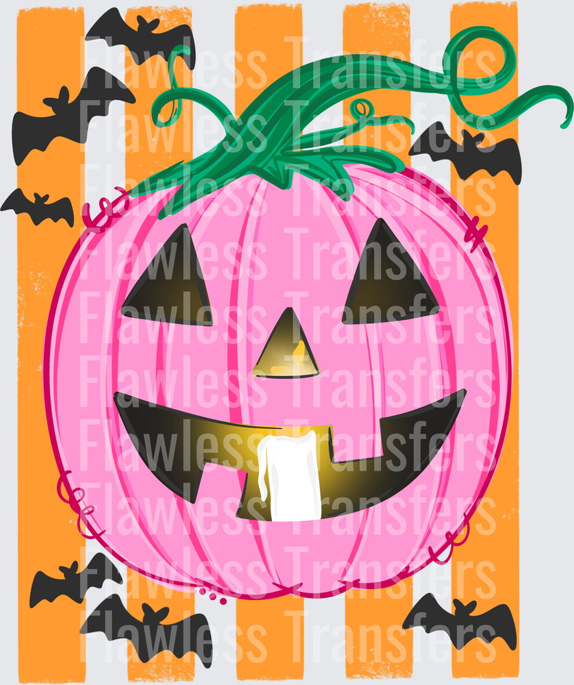 Pink Pumpkin Orange Stripes #0856