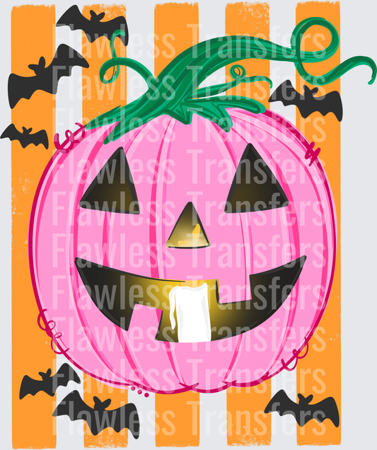 Pink Pumpkin Orange Stripes #0856