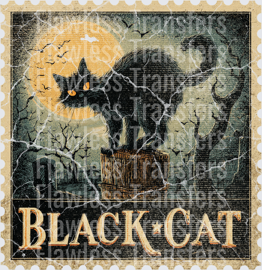 Black Cat Vintage Stamp #0574