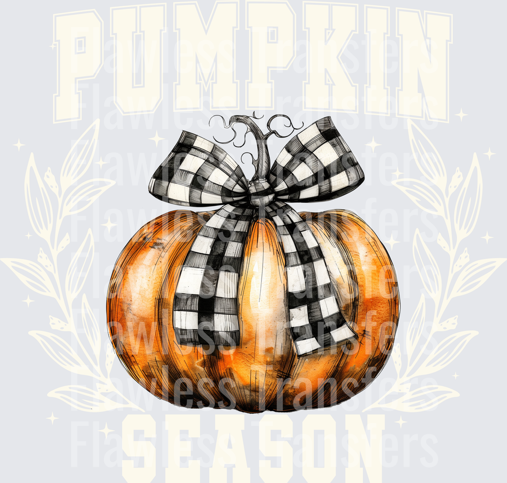 Pumpkin Season Black Plaid Bow #0047