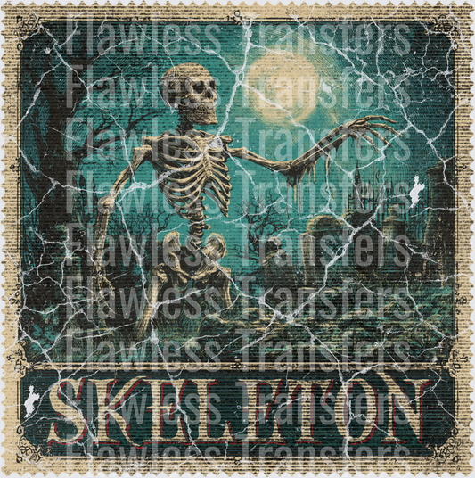 Skeleton Vintage Stamp #0597