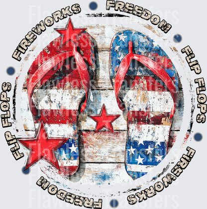 Flip Flops Fireworks Freedom #0037 DTF Transfer - Raw Image