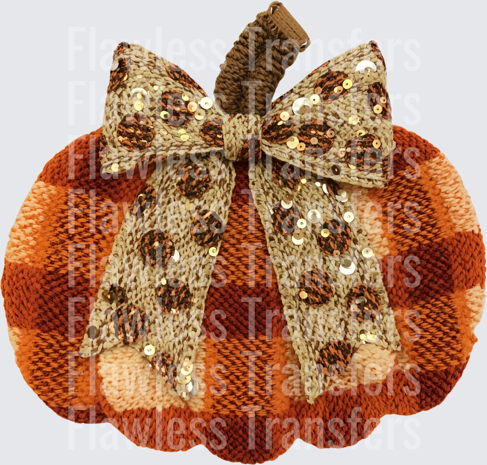Plaid Pumpkin Coquette Bow Faux Yarn #0346