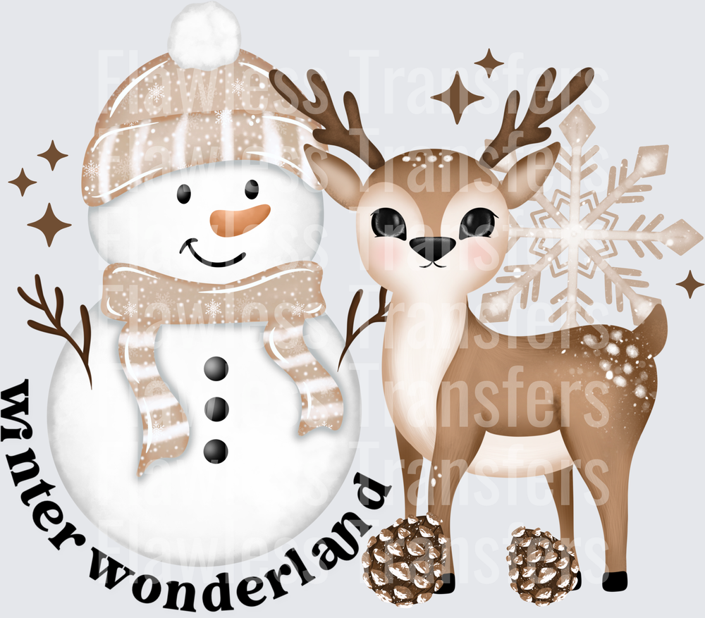 Winter Wonderland Snowman And Deer #1653
