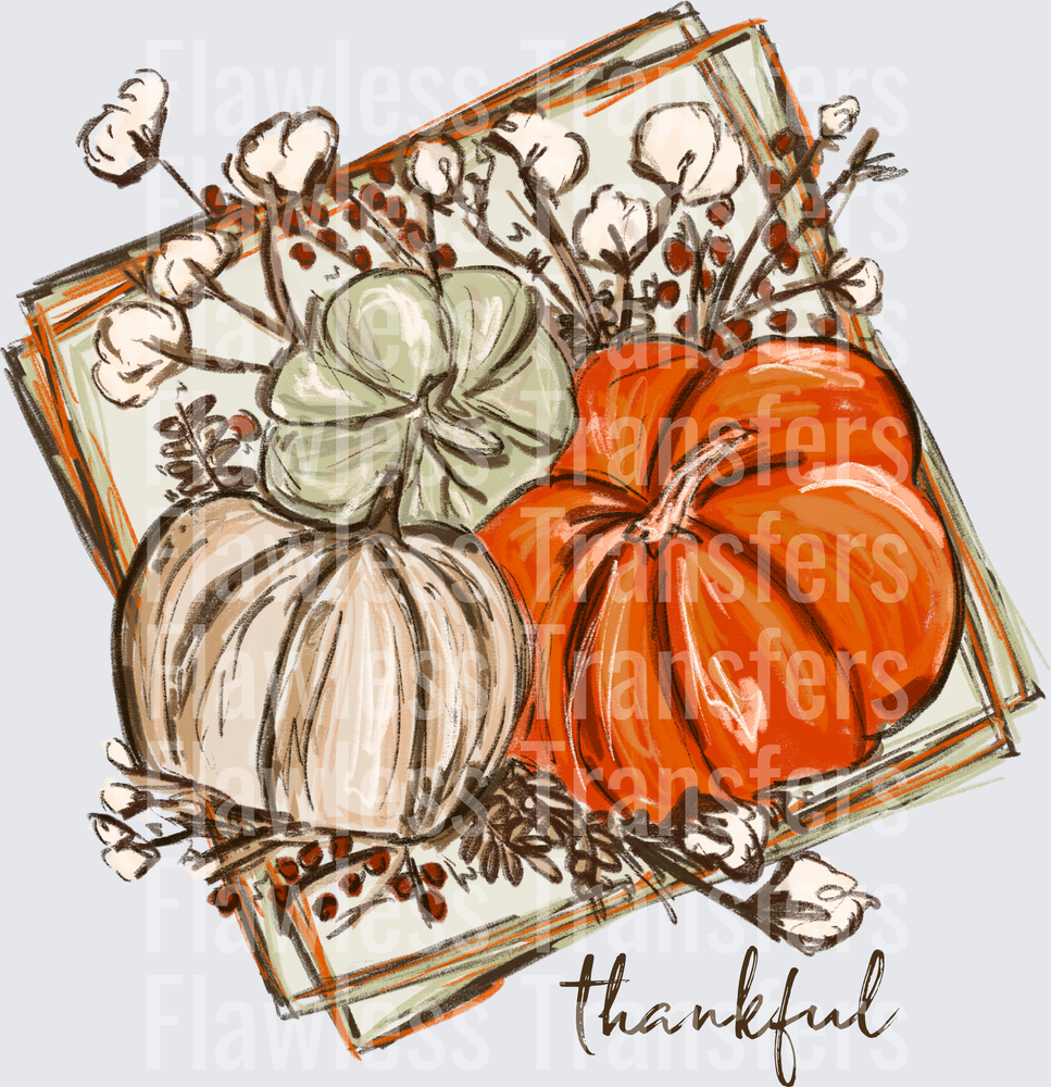 Thankful Chalk Cotton Pumpkins #0235