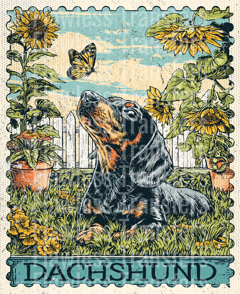 Dachshund Short Hair Vintage Stamp #4198
