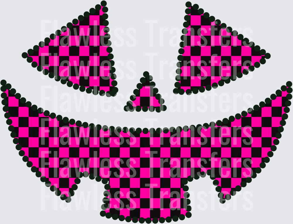 Pink Checkered Pumpkin Face #0549