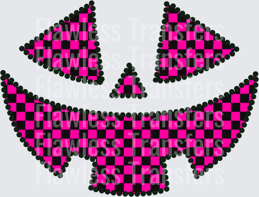 Pink Checkered Pumpkin Face #0549