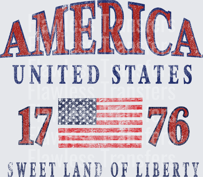 America United States 1776 Sweet Land Of Liberty #0026 DTF Transfer - Raw Image