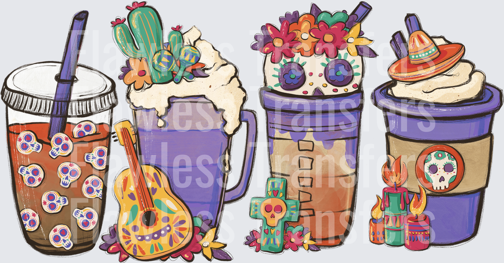 Dia De Los Muertos Day Of The Dead Coffee Latte #0441