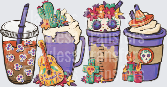 Dia De Los Muertos Day Of The Dead Coffee Latte #0441