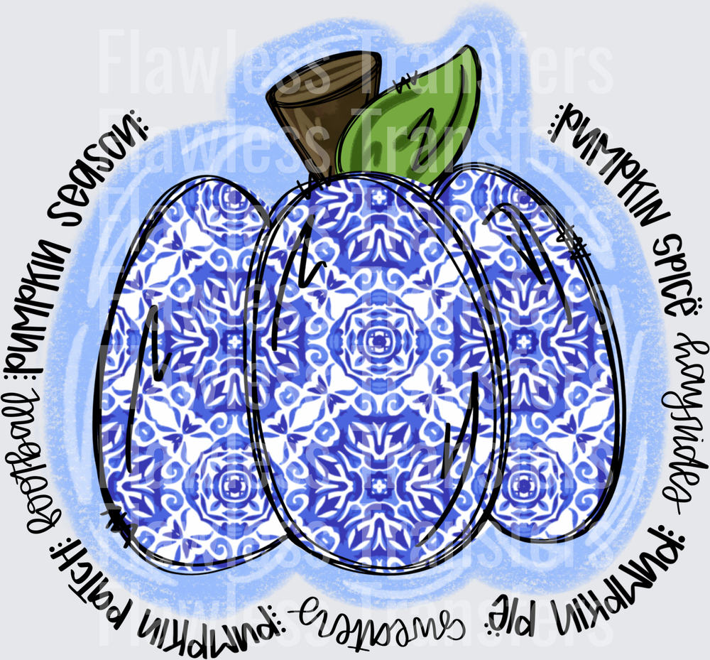 Blue Pumpkin Fall Wording #0157