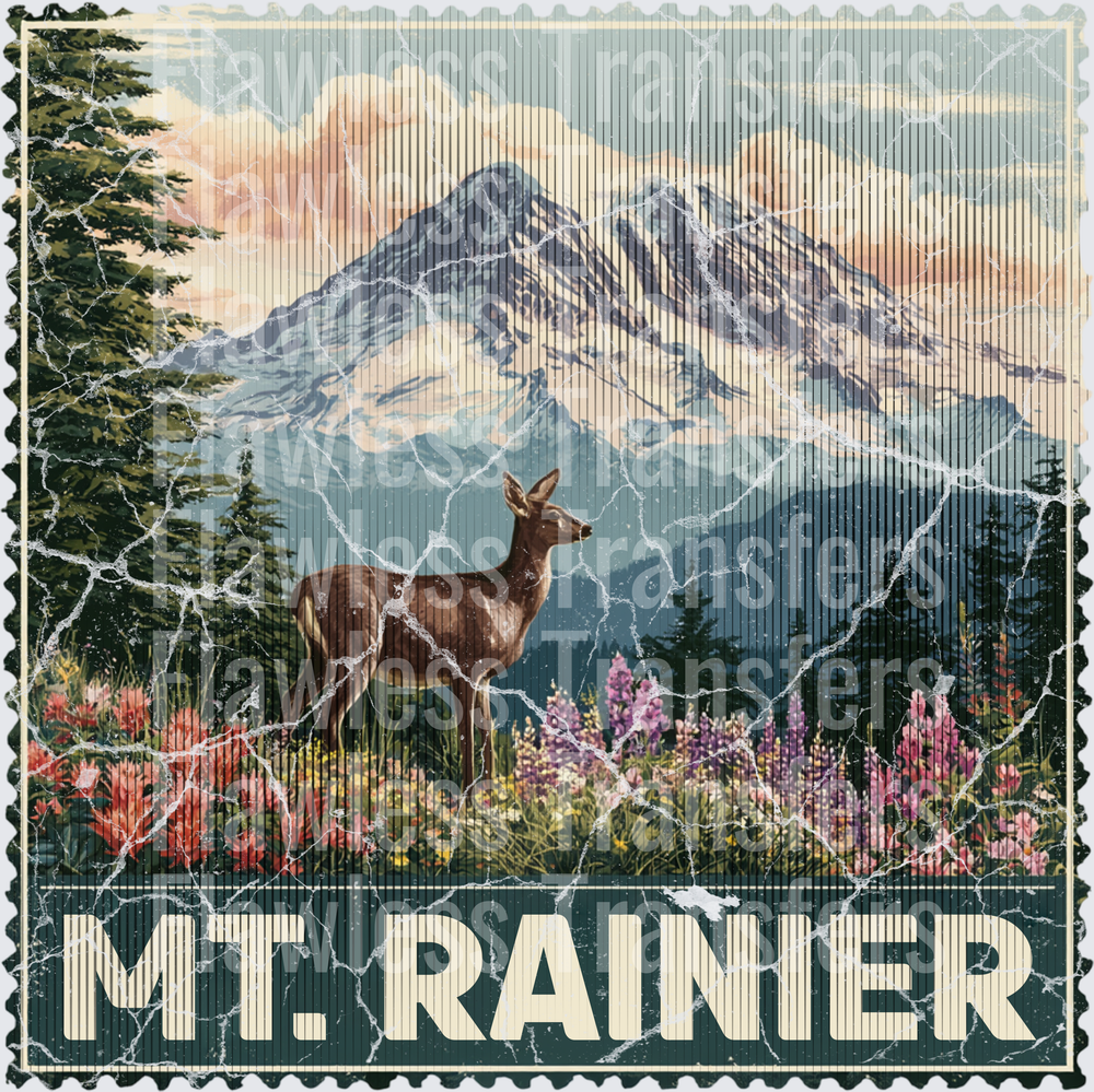 Mt Rainier Vintage Stamp #1191