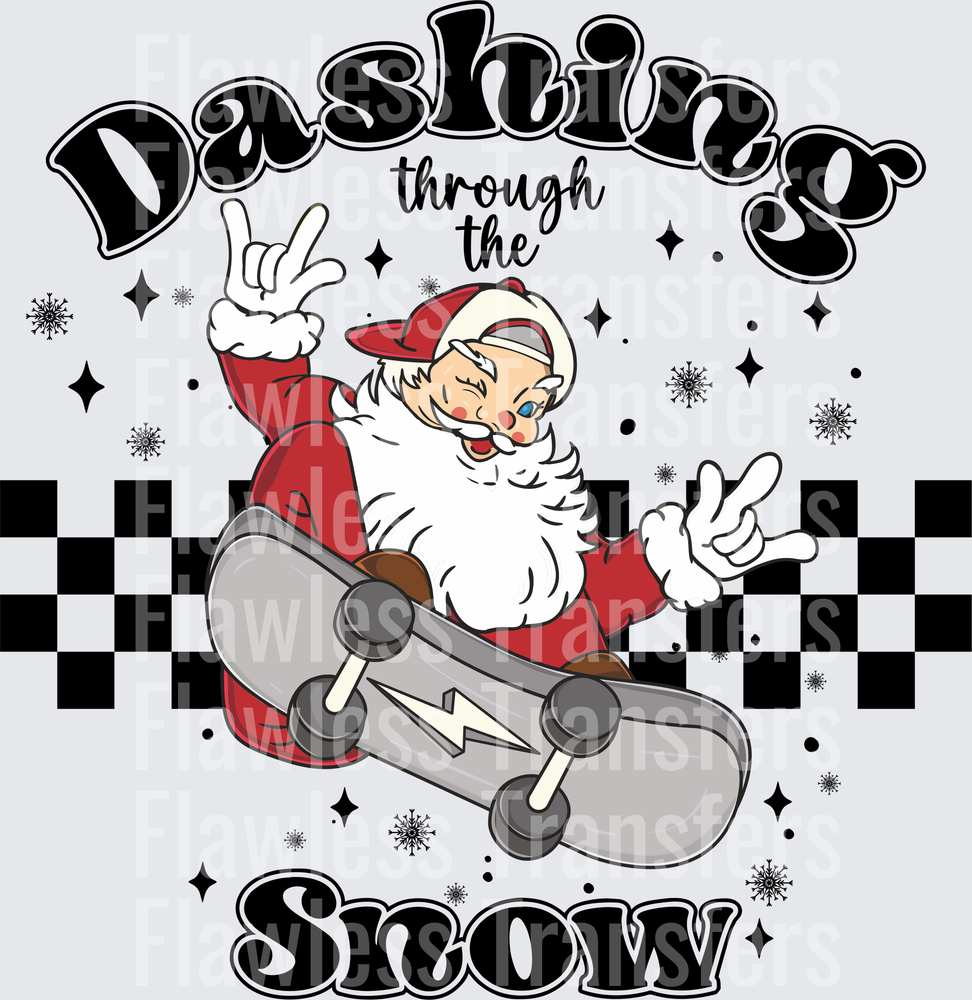 Dashing Through The Snow Santa Skateboard #1441
